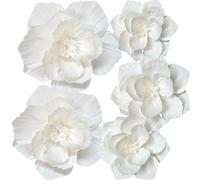 ANSOMO Fiori di carta bianchi artificiali 3D decorazione da parete matrimonio compleanno sposa baby shower nursery sfondo tavolo centrotavola decorazioni per feste forniture