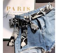 AnsonBoy Nastro jeans vestito cintura donna Faux seta sciarpa cravatta tessuto decorativo strisce versatile