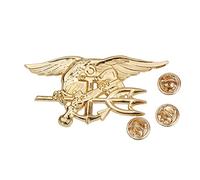 AnsonBoy US Navy Seal Aquila Ancora Trident Badge in Metallo Insignia Pin Oro
