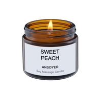 ANSOYER Candela da massaggio - Base di soia + olio di semi di canapa - Candela all'olio per massaggi - Candela all'olio e alla lozione per il corpo - 1.77OZ (Pesca dolce)