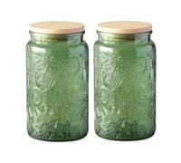 ANSQU Barattoli in vetro verde, 963,9 g, barattoli per caramelle con coperchio, barattoli colorati vintage per cucina, barattoli decorativi per caffè, tè, caramelle, biscotti, graziosi barattoli