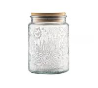 ANSQU Barattoli in Vetro Vintage, Barattolo di da 700ml con Coperchio di Bambù, Contenitore di Cibo di Vetro per Cucina, Barattolo Decorativo per Caffè, Tè, Zucchero, Biscotto, Caramelle
