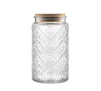 ANSQU Barattolo in vetro vintage, 1000ml contenitori per alimenti in vetro con coperchio in legno di bambù, barattoli ermetici per bancone della cucina, dispensa, biscotti, caffè, tè, zucchero