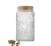 ANSQU Barattolo vintage in vetro, contenitore salvafreschezza con coperchio in bambù, ermetico, per biscotti, per bancone da cucina, dispensa, caffè, tè, zucchero