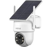 ANSQUE Telecamere di sicurezza Sistema domestico esterno wireless, senza costi di abbonamento, alimentazione solare, archiviazione locale, durata della batteria di 365 giorni, sorveglianza PTZ a 360°,