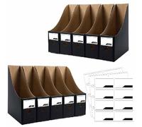 ANSSDO Confezione da 12 portariviste in cartone nero di alta qualità, organizer per riviste, riviste, grandi volumi, organizer per libri o cartelle da scrivania