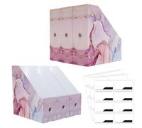 ANSSDO Confezione da 6 portariviste, in marmo rosa di alta qualità, per scrivania, organizer pieghevole in cartone per libri per ufficio o scuola