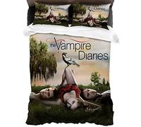 ANSSON Damon, biancheria da letto da 135 x 200 cm, The Vampire Diaries per bambini, con chiusura lampo, 1 copripiumino e 2 federe, film horror (135 x 200 cm + 80 x 80 cm x 2, Elena2)