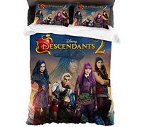 ANSSON Descendants, set di biancheria da letto Evie per bambini, copripiumino + 2 federe, camera da letto, in microfibra, decorativo, 3 pezzi (singolo 135 x 200, Descendants1)