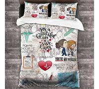 ANSSON Grey's Anatomy, biancheria da letto Meredith, copripiumino e 2 federe, in microfibra traspirante, per adulti (240 x 220 cm + 80 x 80 cm x 2, Grey5)