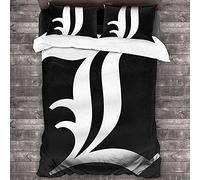 ANSSON L.Lawliet, biancheria da letto Death Note, copripiumino e 2 federe, Yagami Light Anime, per bambini, con chiusura lampo, regalo per ragazzi (200 x 200 cm + 80 x 80 cm x 2, L6)