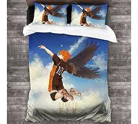 ANSSON Shoyo Hinata, set di biancheria da letto per bambini Haikyuu anime in microfibra, copripiumino con cerniera, articolo per fan Karasuno, 2 federe (155 x 220 cm+80 x 80 cmx2, Shoyo2)