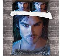 ANSSON The Vampire Diaries - Set di biancheria da letto per bambini Damon Salvatore, copripiumino e 2 federe, biancheria da letto decorativa, ipoallergenica (letto matrimoniale 200 x 200, V6)