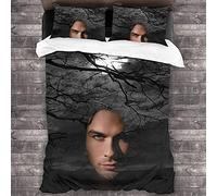ANSSON The Vampire Diaries - Set di biancheria da letto per bambini Damon Salvatore, copripiumino e 2 federe, biancheria da letto decorativa, ipoallergenica (singolo 135 x 200, V4)