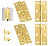 Anstore 4 cerniere pieghevoli, 70 × 40 × 1,3 mm, in oro, carichi pesanti con 24 viti, cuscinetti a sfera, cerniere per porte, finestre e armadi