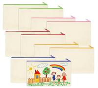 Anstore Fai da te Blanko, sacchetti di stoffa da dipingere, con chiusura lampo, 21 x 12 cm, per dipingere in tessuto, 10 pezzi, astuccio fai da te, per bambini, fai da te, compleanno dei bambini, in