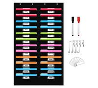 ANSTROUT Cartella portadocumenti nera con 24 tasche, con 24 tasche per etichette, organizer da parete da appendere per aule e ufficio, organizza compiti, file, album di ritagli, carta.