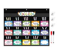 ANSTROUT Grafico a 16 tasche con 70 carte colorate cancellabili a secco e 3 ganci, grafico tascabile educativo per la gestione della classe, dimensioni dell'aiutante dell'insegnante: 61 x 55 cm,