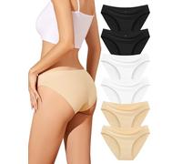 ANSUKOO 6 Slip Bikini Donna senza Cuciture, Intimo Silky Non Visibile, Multipack Invisibile da Ginnastica Modello Hipster per Donna, Mutande Comode per Palestra, Bikini Morbido ed Elastico per Signora