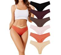 ANSUKOO 6P Perizoma Donna Brasiliane in Microfibra Senza Cuciture: Thong con Design Comodo Vita Bassa, Mutande Invisibili per la Palestra, Panties con Taglio Laser, Tanga Slip Seamless, Multipack