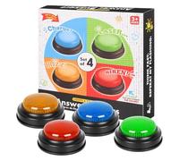 Answer Buzzer - Confezione da 4 pulsanti per spettacoli di giochi, puntello a risposta rapida | Strumento per la notte della famiglia per quiz indovinare dibattito, gioco di competizione per bambini