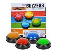 Answer Buzzers - Classroom Game Buzzers, 4x Fun Quick Response Buttons with Easy Use Feature, Competition Game Props, Interactive Quiz Tool, Family Entertainment for Kids Adults Parties
