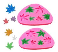 Antallcky Confezione da 2 stampi in silicone a forma di foglia di marijuana per fondente e pasta di zucchero, per decorare torte, cioccolato, caramelle, argilla polimerica, biscotti, zucchero,