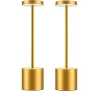 AntDau71® - 2 Pezzi Lampada da Tavolo Touch, Ricaricabile, Senza fili, dimmerabile, Colore Oro, con 3 intensità di luce - CW967-2pz