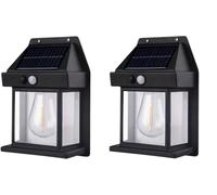 AntDau71® - 2 x Applique Lampada Da Parete Per Esterni Con Lampadina Filamento A Led Luce Calda Con Ricarica Ad Energia Solare Crepuscolare E Sensore Di Movimento - CW897-2