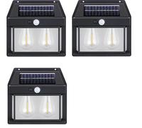 AntDau71® - 3 pezzi Applique Lampada Da Parete Per Esterni Con Due Lampadine Filamento A Led Luce Calda Con Ricarica Ad Energia Solare Crepuscolare E Sensore Di Movimento - CW898-3