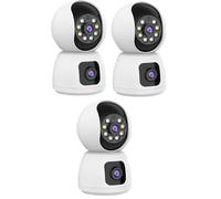 AntDau71® - 3 Pezzi Camera Wifi PTZ, con Doppia Lente, Rilevatore di Movimento, Visione Notturna, Registrazione Video HD, Microfono, Speaker, IP44, Slot Micro-Sd, Type-C - App Yoosee - CW910-3