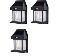 AntDau71® - 3 x Applique Lampada Da Parete Per Esterni Con Lampadina Filamento A Led Luce Calda Con Ricarica Ad Energia Solare Crepuscolare E Sensore Di Movimento - CW897-3