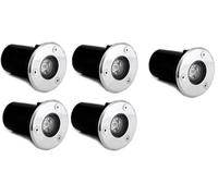 AntDau71® 5 pezzi Faretto a led segnapasso calpestabile da esterno viali sentieri giardino pavimento IP65 da incasso a terra luce fredda 6500k - 220V (1 watt (6,5 x 7,5 cm))