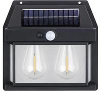 AntDau71® - Applique Lampada Da Parete Per Esterni Con Due Lampadine Filamento A Led Luce Calda Con Ricarica Ad Energia Solare Crepuscolare E Sensore Di Movimento - CW898