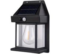 AntDau71® - Applique Lampada Da Parete Per Esterni Con Lampadina Filamento A Led Luce Calda Con Ricarica Ad Energia Solare Crepuscolare E Sensore Di Movimento - CW897