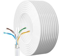 AntDau71® - Cavo Lan Ethernet, Bobina Cat 6 per Interno ed Esterno Resistente alle Intemperie Cavo di Rete Schermato Gigabit Anti-jamming Cavo Internet Bianco (50 metri)