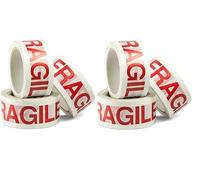 AntDau71® - Nastro adesivo da imballaggio stampato fragile, per pacchi, trasloco e spedizioni. Confezione da 6 rotoli 48 mm x 132 mt