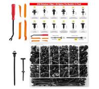 AntDesign Kit assortito di clip di fissaggio per paraurti e modanature, 285 | Elementi di fissaggio a pressione e rivetti in plastica, inclusi per pannelli portiere, parafanghi e griglie | per GM, Ford