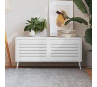 Ante per armadio in legno di pino massiccio con design a lamelle, 2 pezzi, bianco, 39,5 x 59,4 cm, per la circolazione dell'aria e uso versatile come porta di mobili o rivestimento per termosifoni