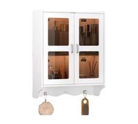 Ante Trasparenti Pensile Sospeso Bagno Lungo Armadietto Bagno Sospeso Bianco Lucido con Ante Angoli Arrotondati Adatto per Camera da Letto, Soggiorno(55 * 20 * 70cm)