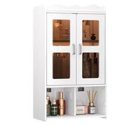 Ante Trasparenti Pensile Sospeso Bagno Lungo Armadietto Bagno Sospeso Bianco Lucido con Ante Angoli Arrotondati Adatto per Camera da Letto, Soggiorno(45 * 22 * 76cm)