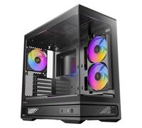 Antec C2M ARGB, custodia MicroATX compatta, vetro temperato panoramico, flusso d'aria elevato, 3 ventole PWM ARGB incluse, supporto radiatore da 360 mm e GPU 415 mm, Type-C 10 Gbps, design senza