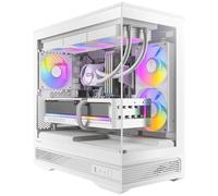 Antec C2M ARGB White, custodia MicroATX compatta, vetro temperato panoramico, alto flusso d'aria, 3 ventole PWM ARGB incluse, supporto radiatore da 360 mm e GPU 415 mm, Type-C 10 Gbps, design senza