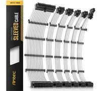 Antec - Kit di prolunga per cavo a 24 pin ATX /4+4 pin EPS /8 pin PCI-E /6 pin PCI-E PSU, lunghezza 30 cm, con pettini, connettore bianco, grigio bianco