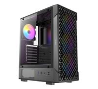 Antec VX320 ARGB Mid-Tower Gaming PC Case - Pre-Installed 4 x 120mm ARGB Fans, Tempered Glass Side Panel, High-Airflow Mesh Front - ATX/Micro-ATX/ITX