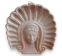 Antefissa Etrusca Testa di Menade Decorazione a Parete in Terracotta H 31cm