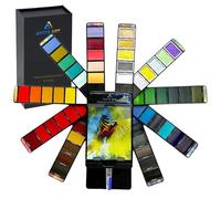 ANTEK ART Set Vernici Acquerelli Premium (incl. Acquerello Metallizzato), in Custodia Portatile con Palette e Pennello Serbatoio, Ideale Regalo per Artisti, Pittori (56 Colori)