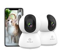 ANTELA 1080P Telecamera Wifi Interno Interne 2PCS, 2,4/5GHz Wifi, 355°/90°, Audio a 2 vie, Visione Notturna IR, Rilevamento del Movimento, Compatibile con Alexa/Google Home(2pcs)