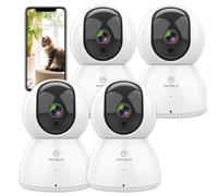 ANTELA 1080P Telecamera Wifi Interno Interne 2PCS, 2,4/5GHz Wifi, 355°/90°, Audio a 2 vie, Visione Notturna IR, Rilevamento del Movimento, Compatibile con Alexa/Google Home(4pcs)