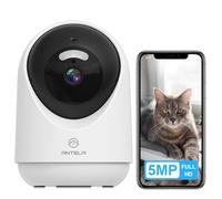 ANTELA 5MP Telecamera Wifi Interno 2,4GHz/5GHz WiFi, Audio Bidirezionale, Orientabile a 355°/180°, Visione Notturna IR fino a 10 metri, Compatibile con Alexa e Google Home